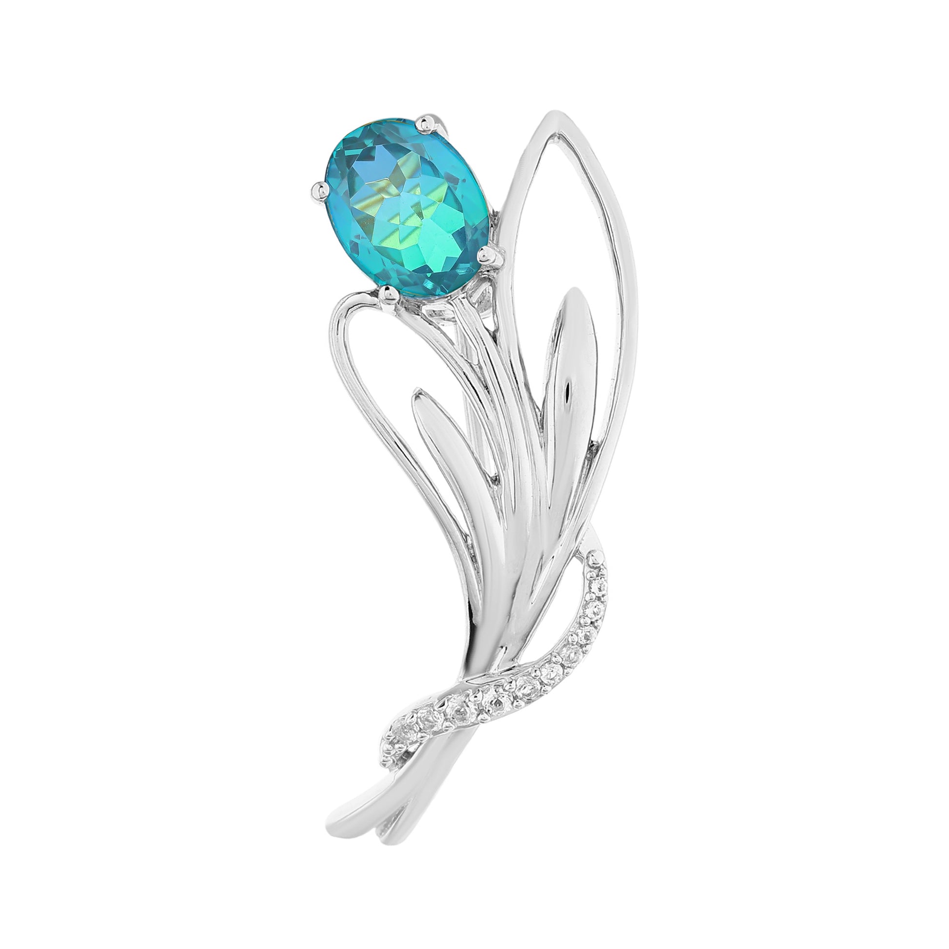 Broche de Plata con Cuarzo Pavo Real y Topacio Blanco 4 