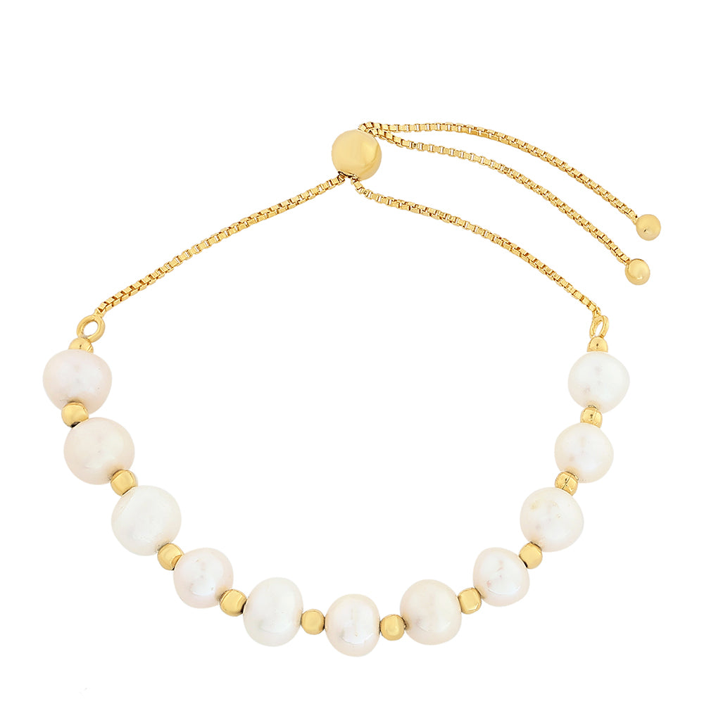 Pulsera de Plata Bañada en Oro con Perla Barroca Cultivada de Agua Dulce 1 