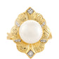 Anillo de Plata Bañada en Oro con Perla Barroca Cultivada de Agua Dulce y Topacio Blanco
