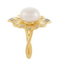 Anillo de Plata Bañada en Oro con Perla Barroca Cultivada de Agua Dulce y Topacio Blanco