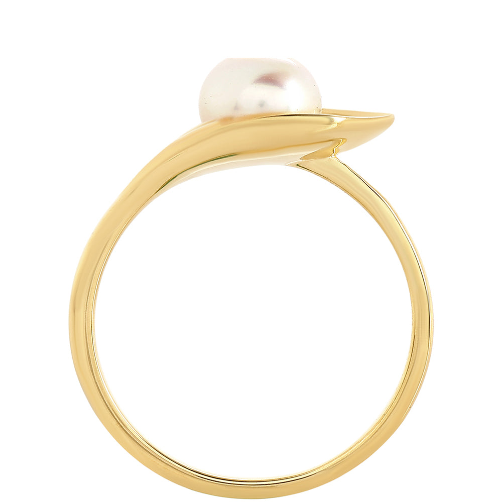 Anillo de Plata Bañada en Oro con Perla Barroca Cultivada de Agua Dulce
