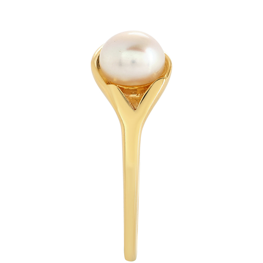 Anillo de Plata Bañada en Oro con Perla Barroca Cultivada de Agua Dulce