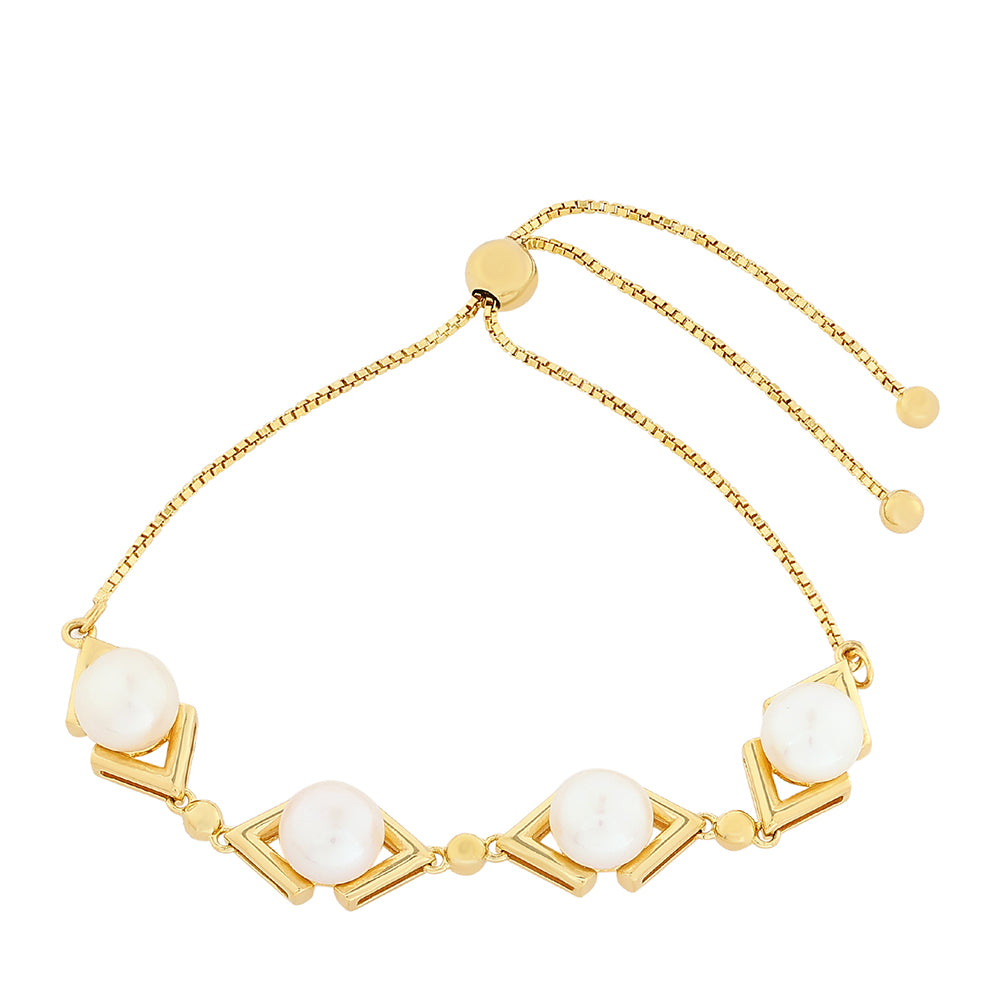 Pulsera de Plata Bañada en Oro con Perla Barroca Cultivada de Agua Dulce 1 