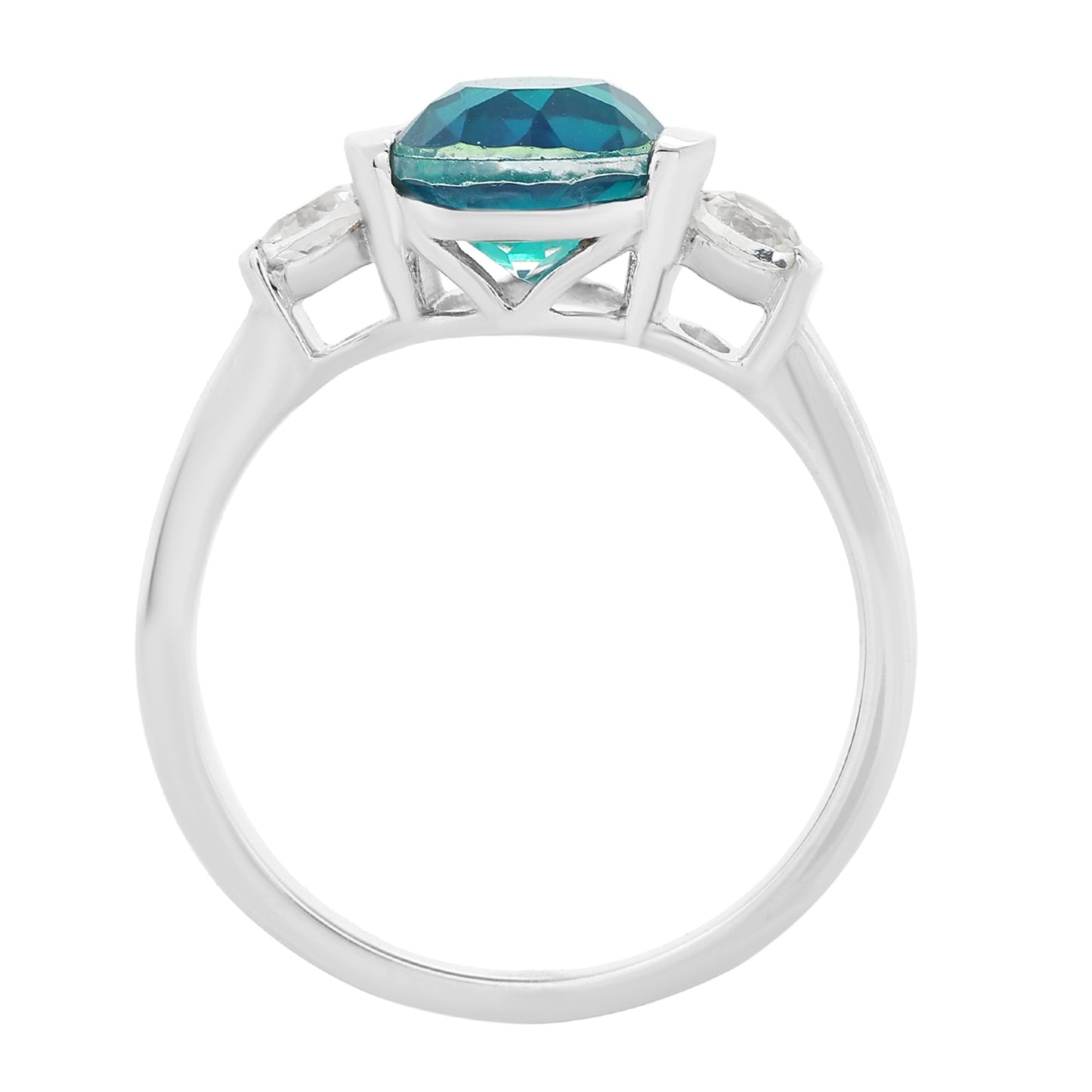 Anillo de Plata con Cuarzo Pavo Real y Topacio Blanco