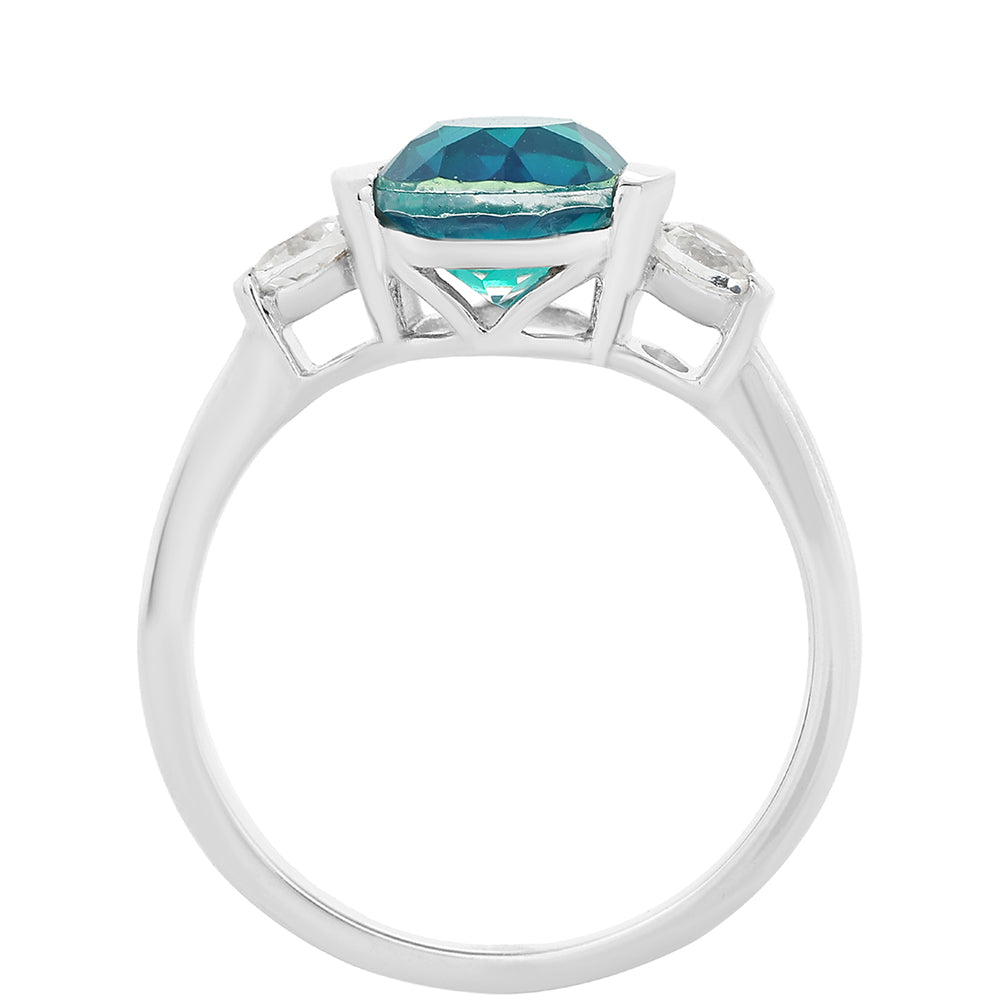 Anillo de Plata con Cuarzo Pavo Real y Topacio Blanco 3 