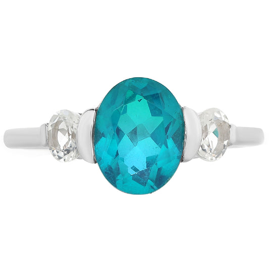 Anillo de Plata con Cuarzo Pavo Real y Topacio Blanco