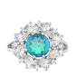 Anillo de Plata con Cuarzo Pavo Real y Topacio Blanco