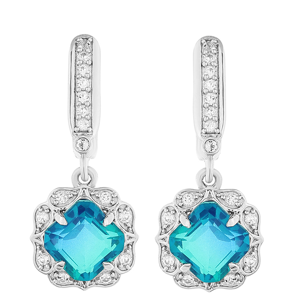 Pendientes de Plata con Cuarzo Pavo Real y Topacio Blanco 1 