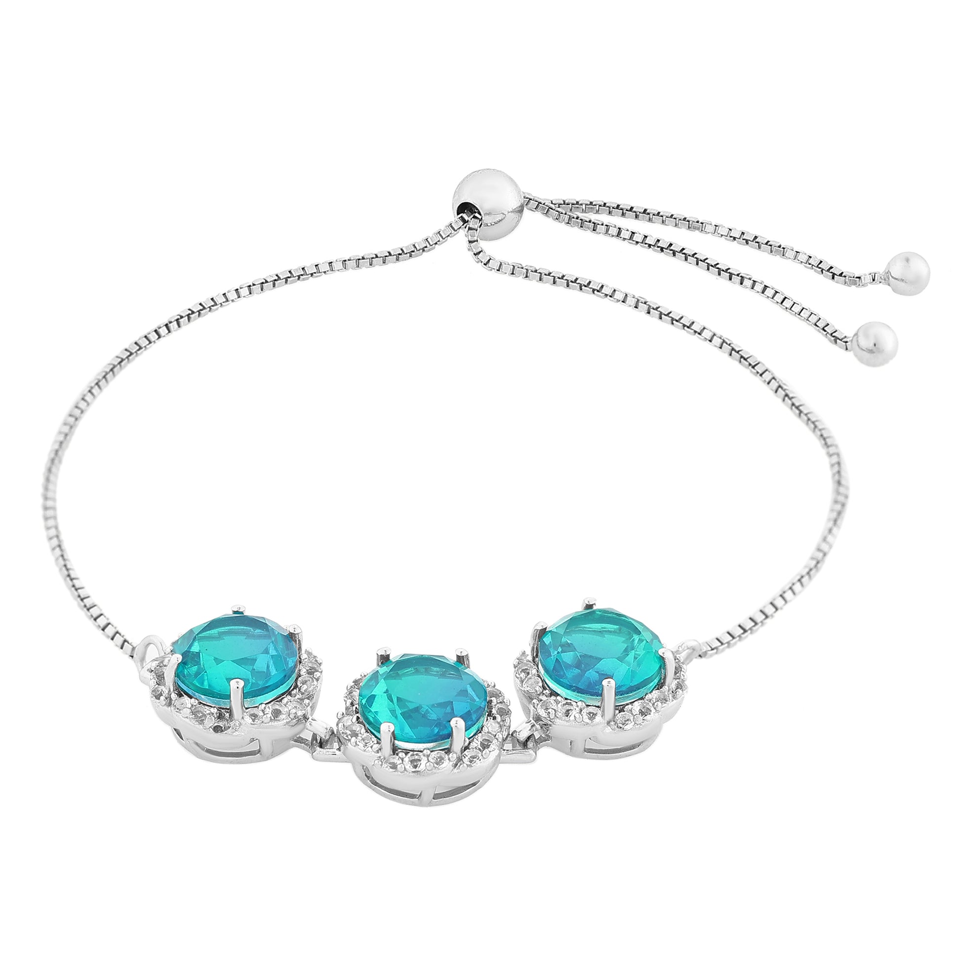 Pulsera de Plata con Cuarzo Pavo Real y Topacio Blanco 3 