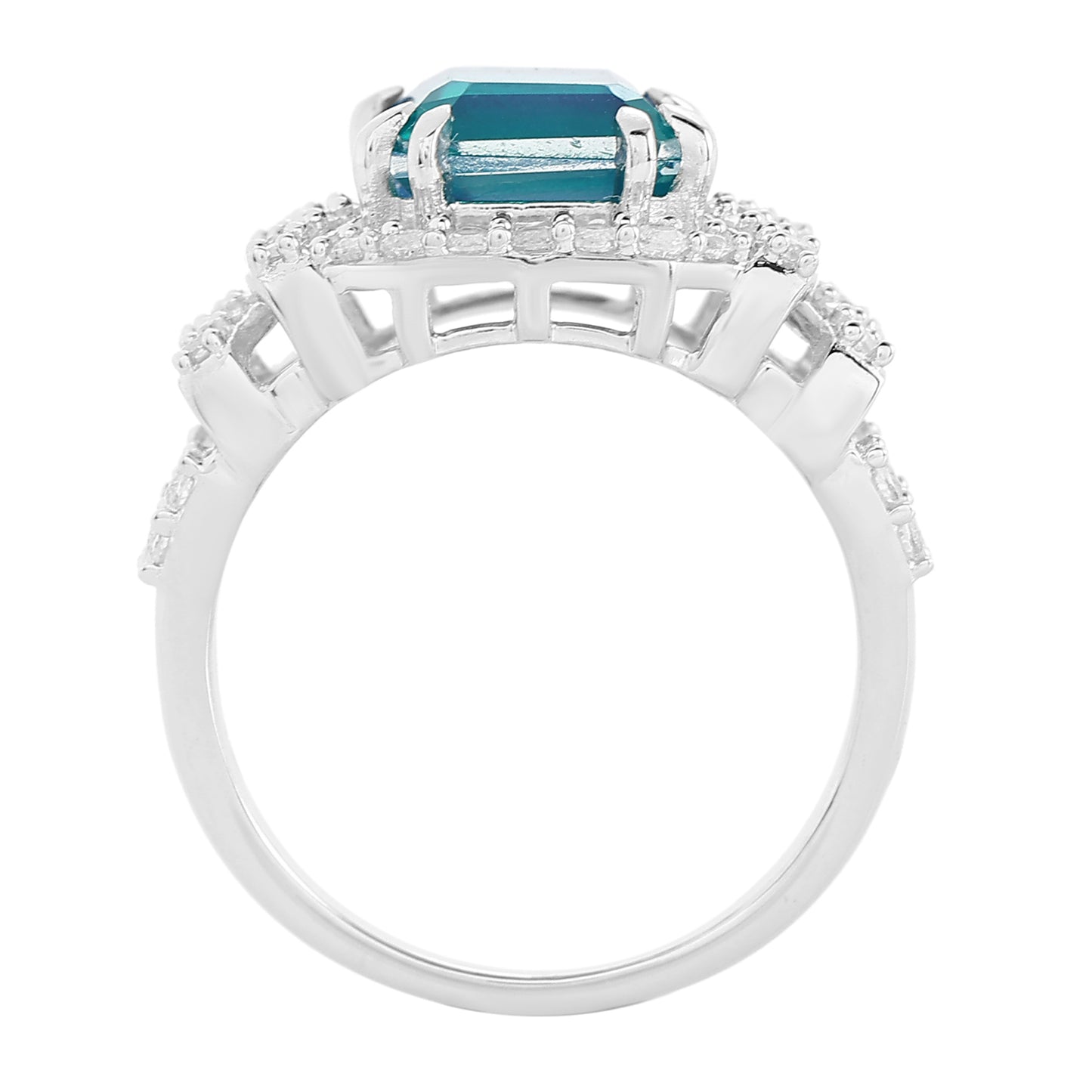 Anillo de Plata con Cuarzo Pavo Real y Topacio Blanco