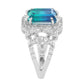 Anillo de Plata con Cuarzo Pavo Real y Topacio Blanco