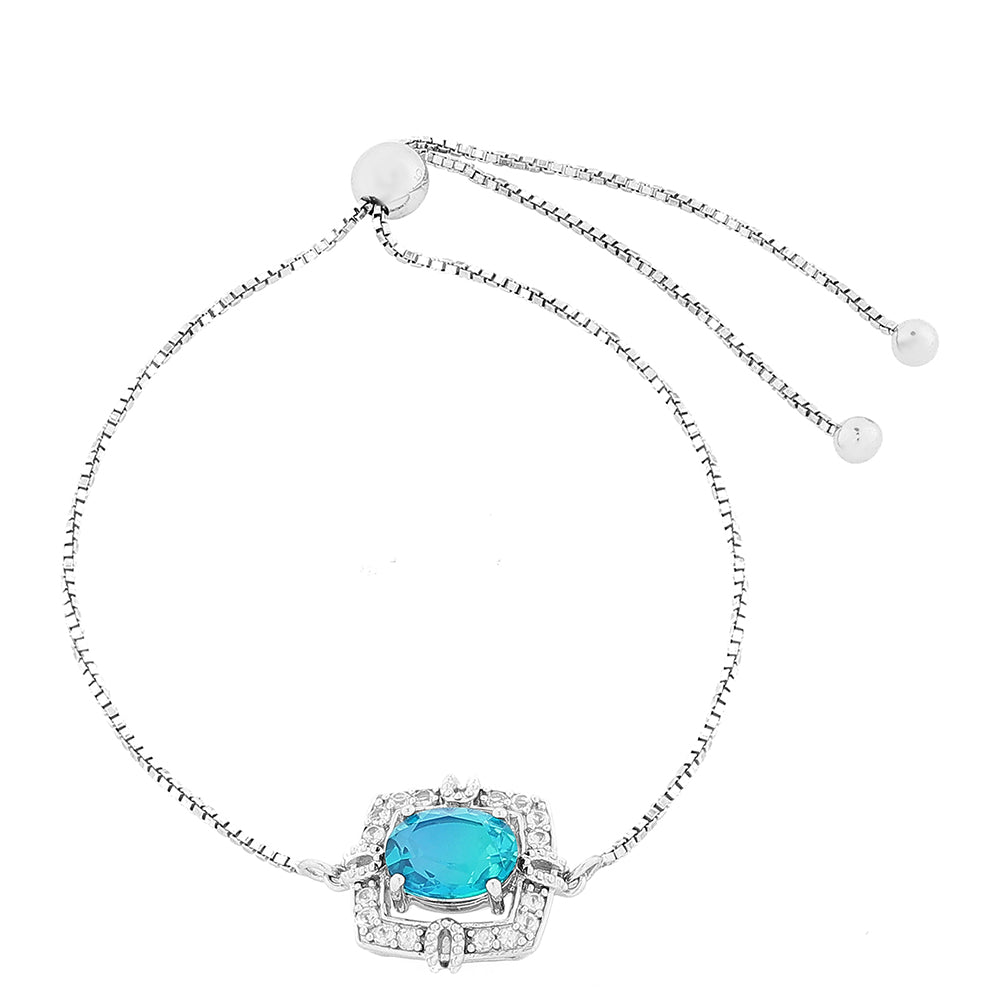 Pulsera de Plata con Cuarzo Pavo Real y Topacio Blanco