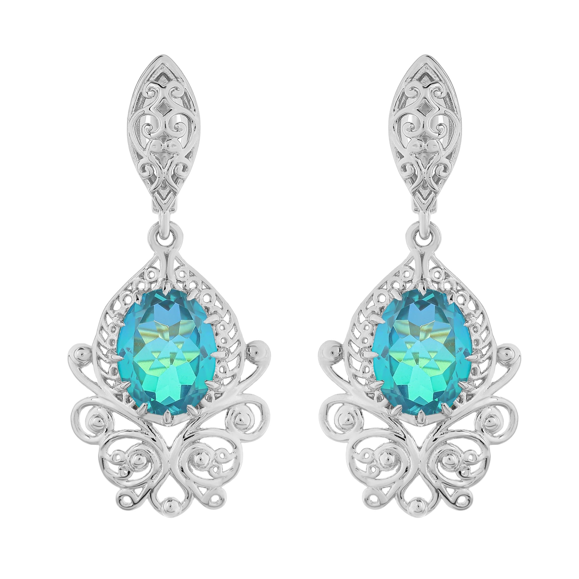 Pendientes de Plata con Cuarzo Pavo Real 4 