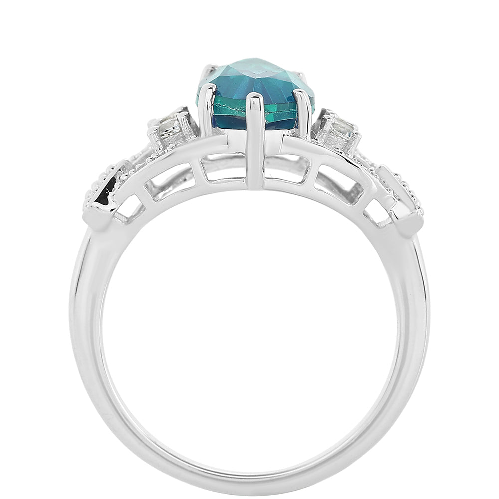 Anillo de Plata con Cuarzo Pavo Real y Topacio Blanco 3 