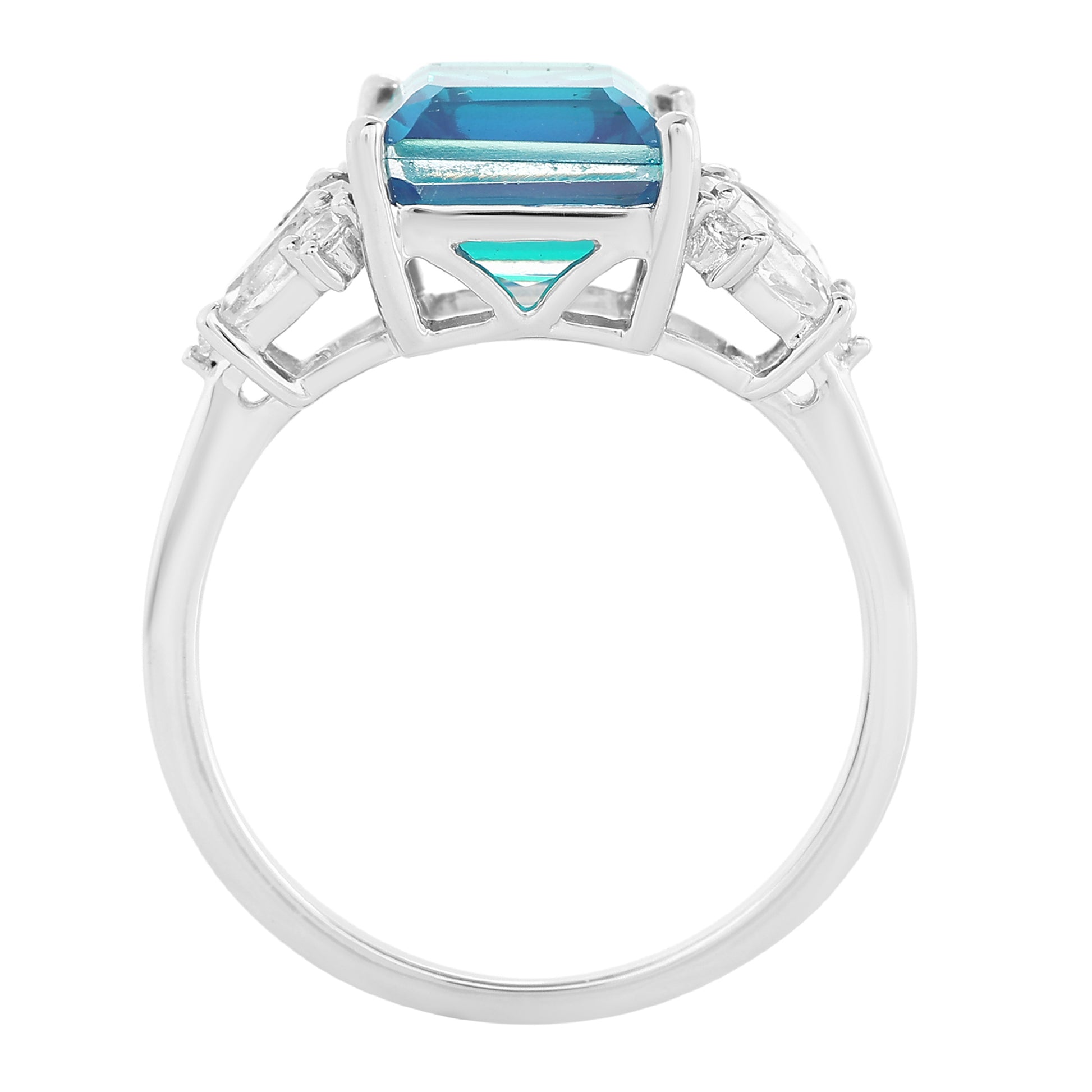 Anillo de Plata con Cuarzo Pavo Real y Topacio Blanco 6 