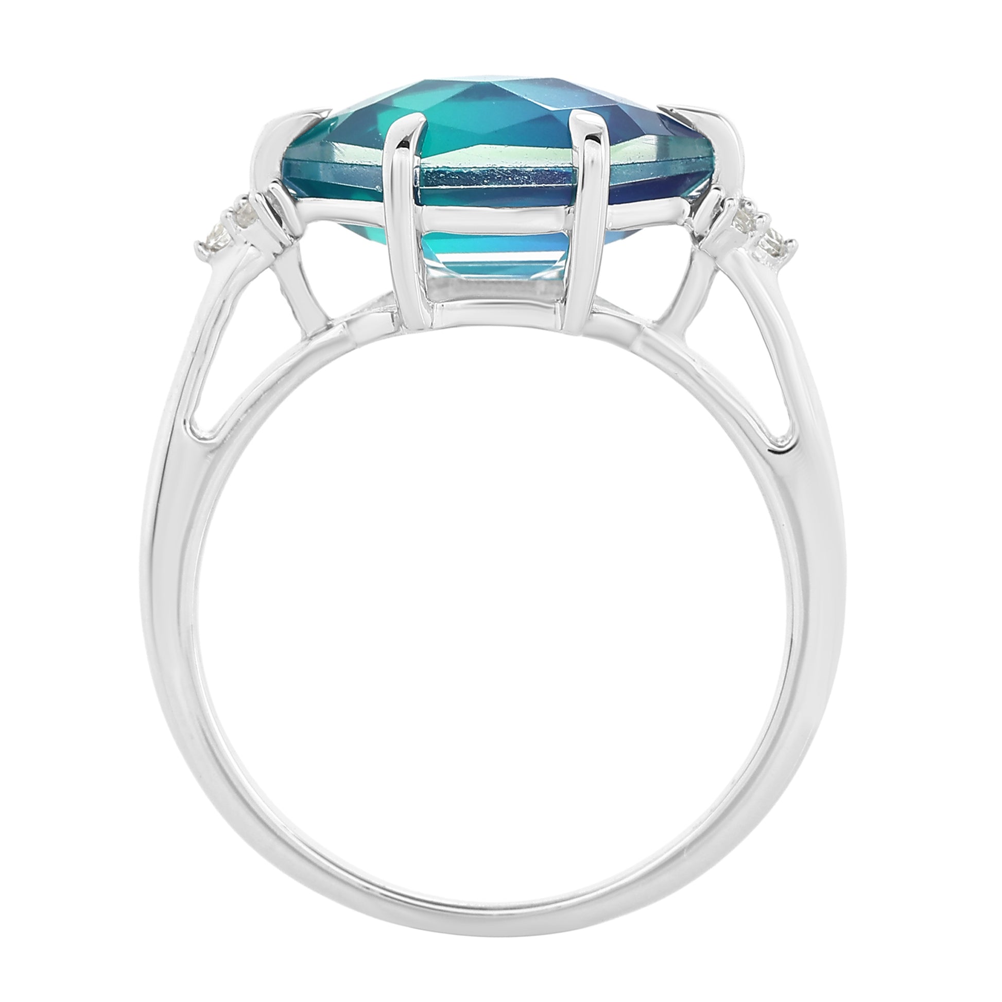 Anillo de Plata con Cuarzo Pavo Real y Topacio Blanco 6 