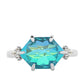 Anillo de Plata con Cuarzo Pavo Real y Topacio Blanco