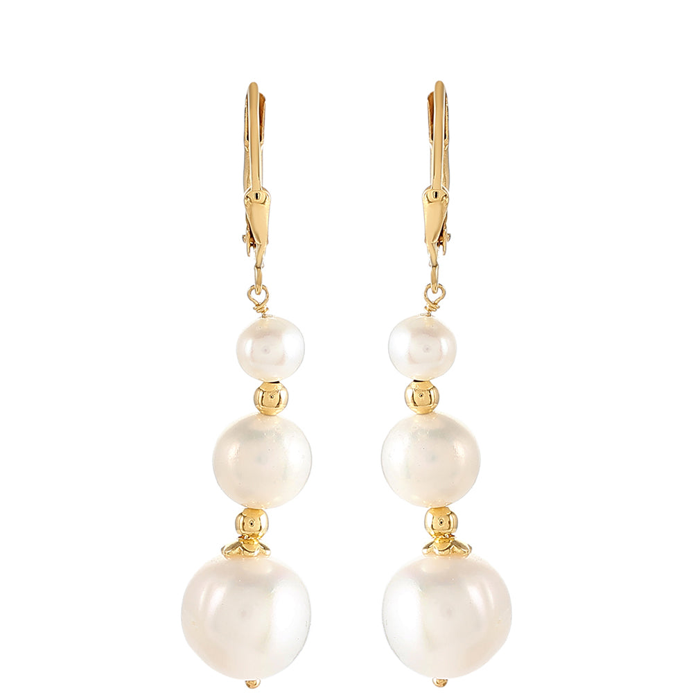 Conjunto de Plata Bañada en Oro con Perla Barroca Cultivada de Agua Dulce ( Collar +Pendientes ) 4 
