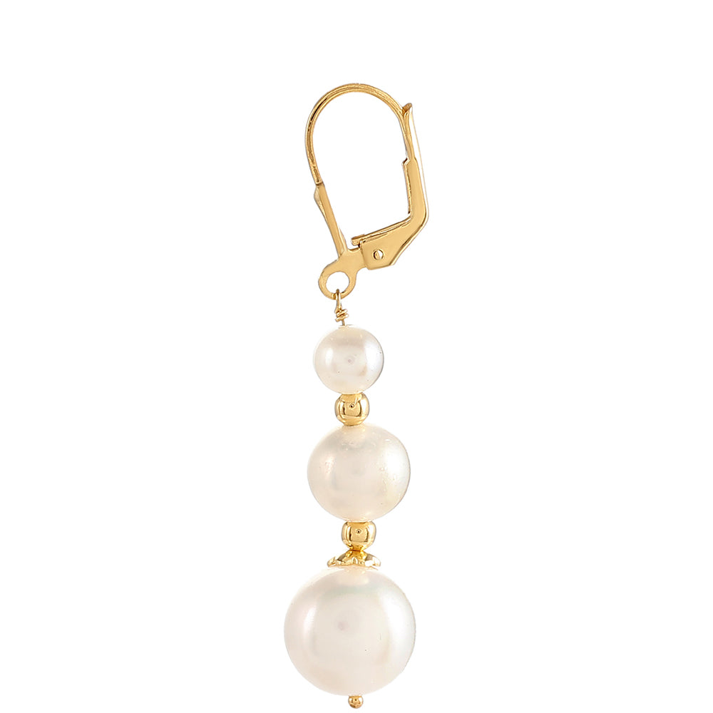 Conjunto de Plata Bañada en Oro con Perla Barroca Cultivada de Agua Dulce ( Collar +Pendientes ) 5 
