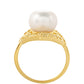 Anillo de Plata Bañada en Oro con Perla Barroca Cultivada de Agua Dulce