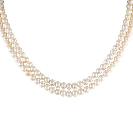 Collar de Plata Bañada en Oro con Perla Barroca Cultivada de Agua Dulce