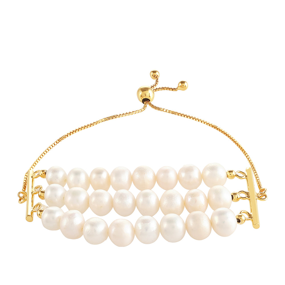 Pulsera de Plata Bañada en Oro con Perla Barroca Cultivada de Agua Dulce 1 