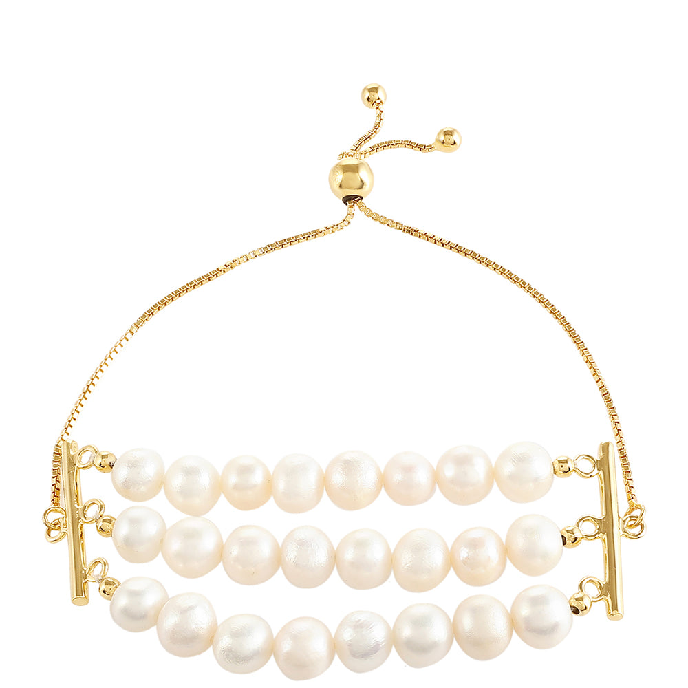 Pulsera de Plata Bañada en Oro con Perla Barroca Cultivada de Agua Dulce 2 