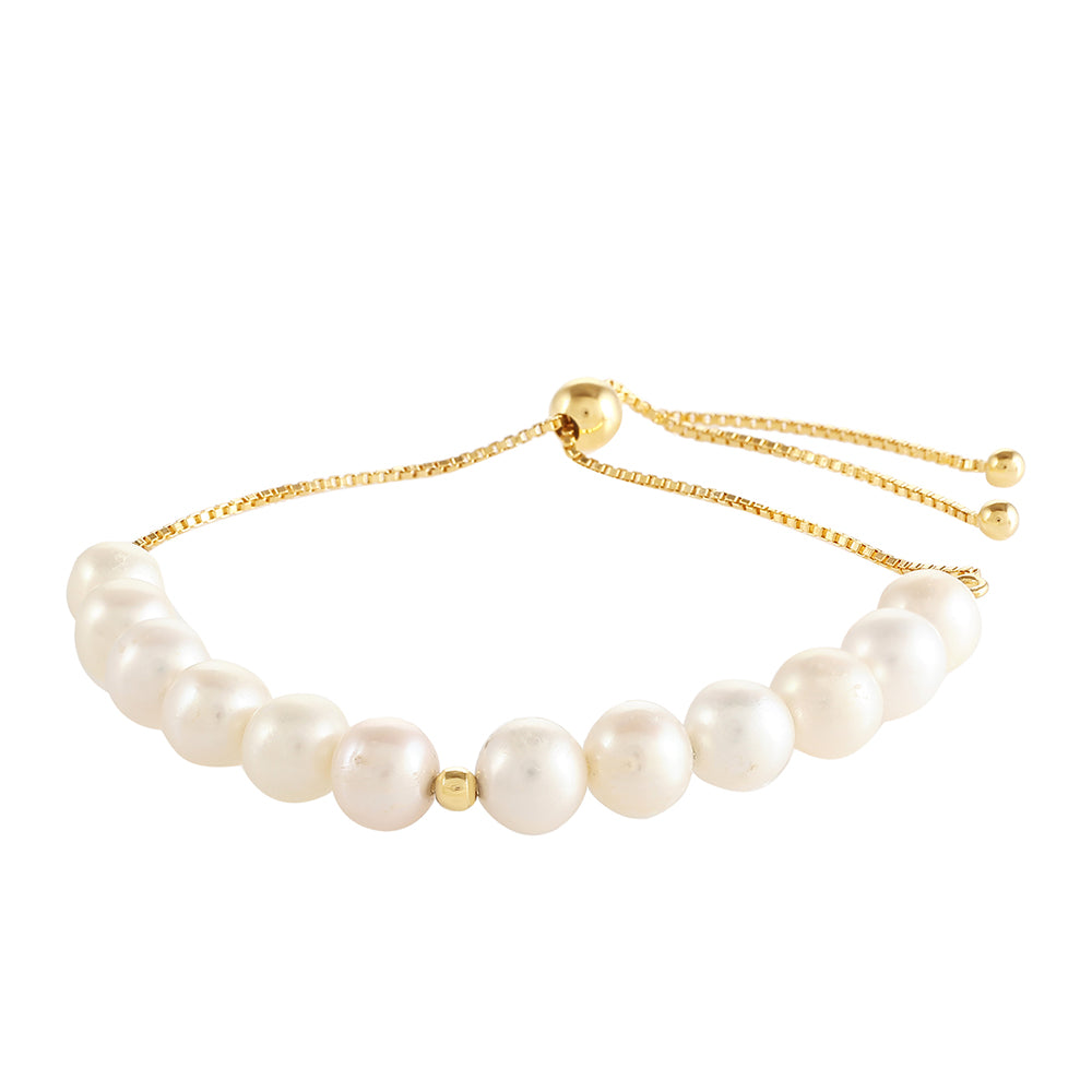 Pulsera de Plata Bañada en Oro con Perla Barroca Cultivada de Agua Dulce