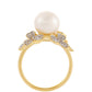 Anillo de Plata Bañada en Oro con Perla Barroca Cultivada de Agua Dulce y Topacio Blanco