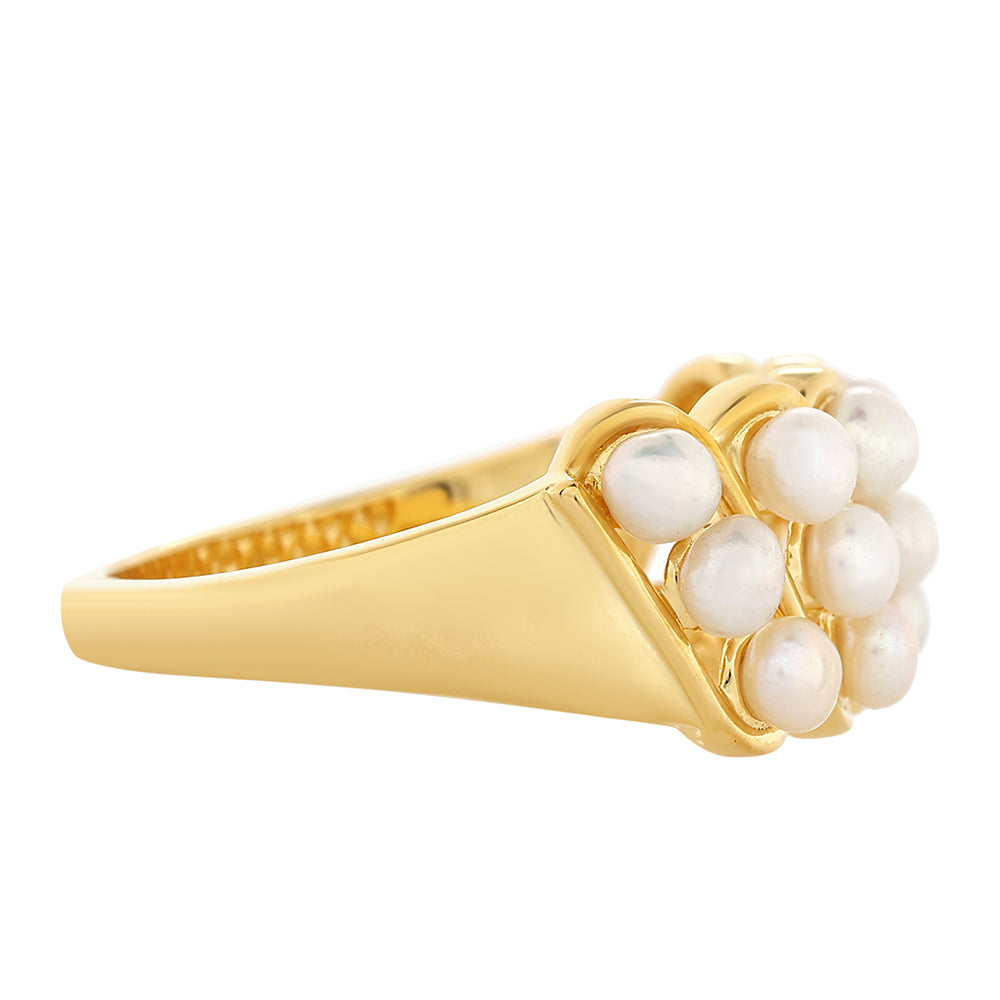 Anillo de Plata Bañada en Oro con Perla Barroca Cultivada de Agua Dulce 2 