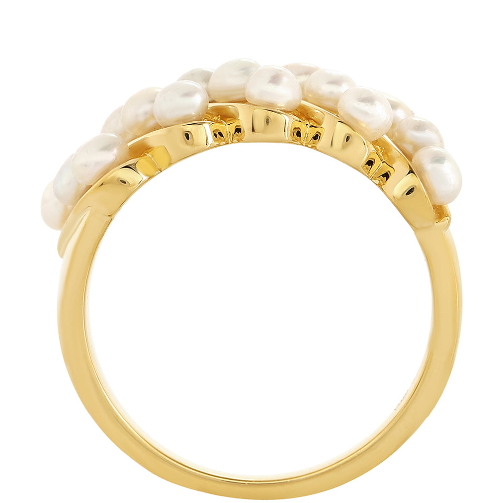 Anillo de Plata Bañada en Oro con Perla Barroca Cultivada de Agua Dulce 3 