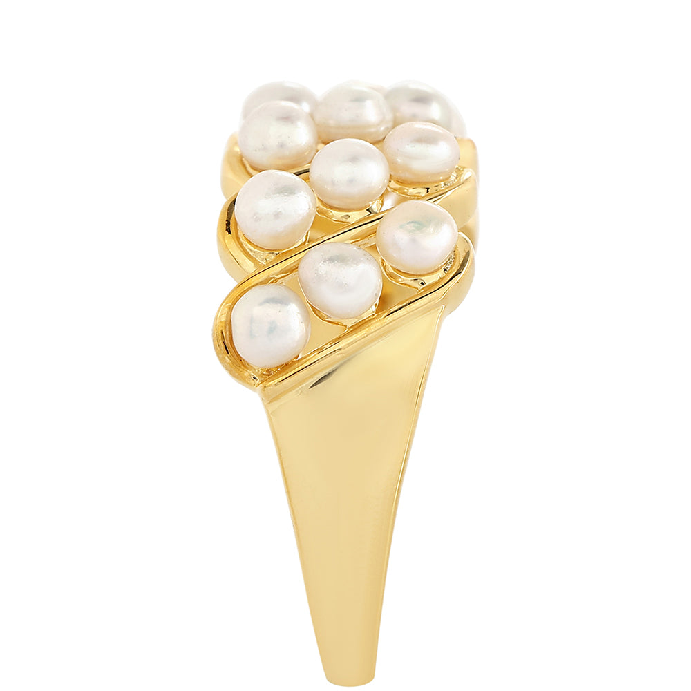 Anillo de Plata Bañada en Oro con Perla Barroca Cultivada de Agua Dulce