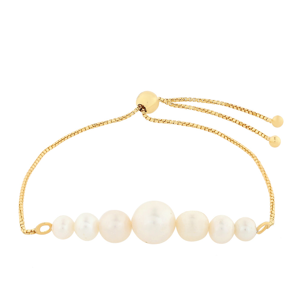 Pulsera de Plata Bañada en Oro con Perla Barroca Cultivada de Agua Dulce