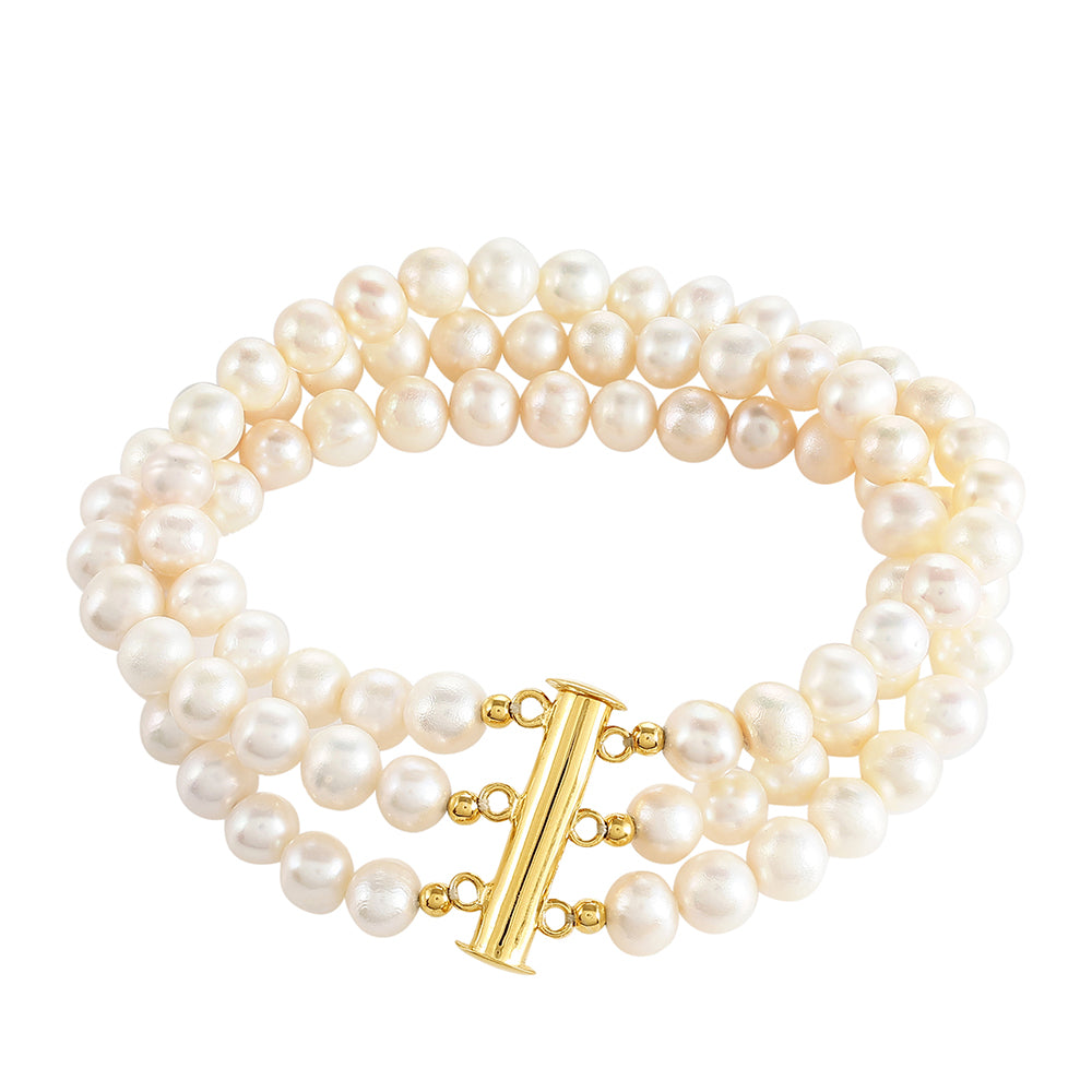 Pulsera de Plata Bañada en Oro con Perla Barroca Cultivada de Agua Dulce 1 