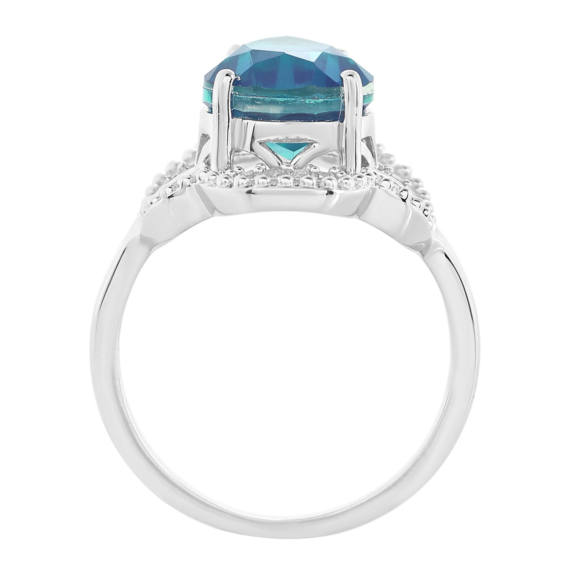 Anillo de Plata con Cuarzo Pavo Real y Topacio Blanco 6 
