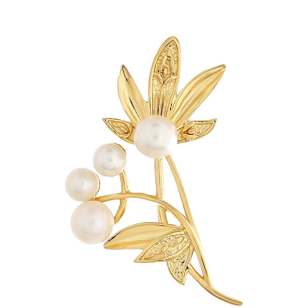 Broche de Plata Bañada en Oro con Perla Barroca Cultivada de Agua Dulce 1 
