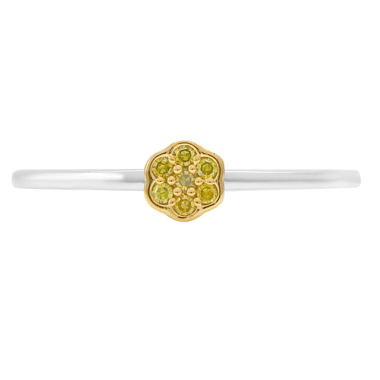 Anillo de Plata con Diamante Verde Veronés