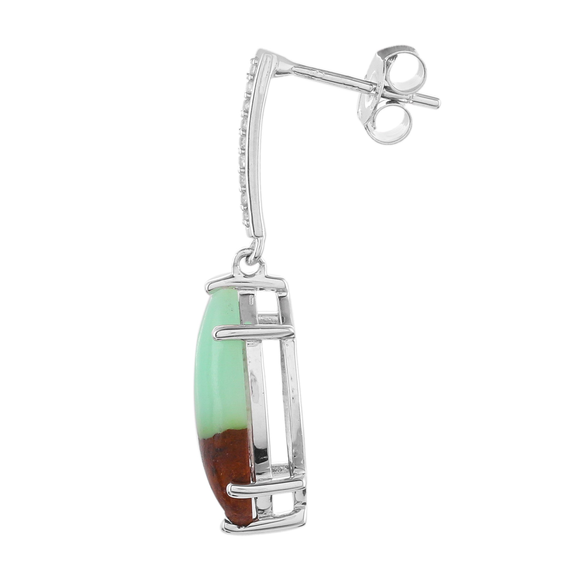 Pendientes de Plata con Crisoprasa y Zircón natural 2 