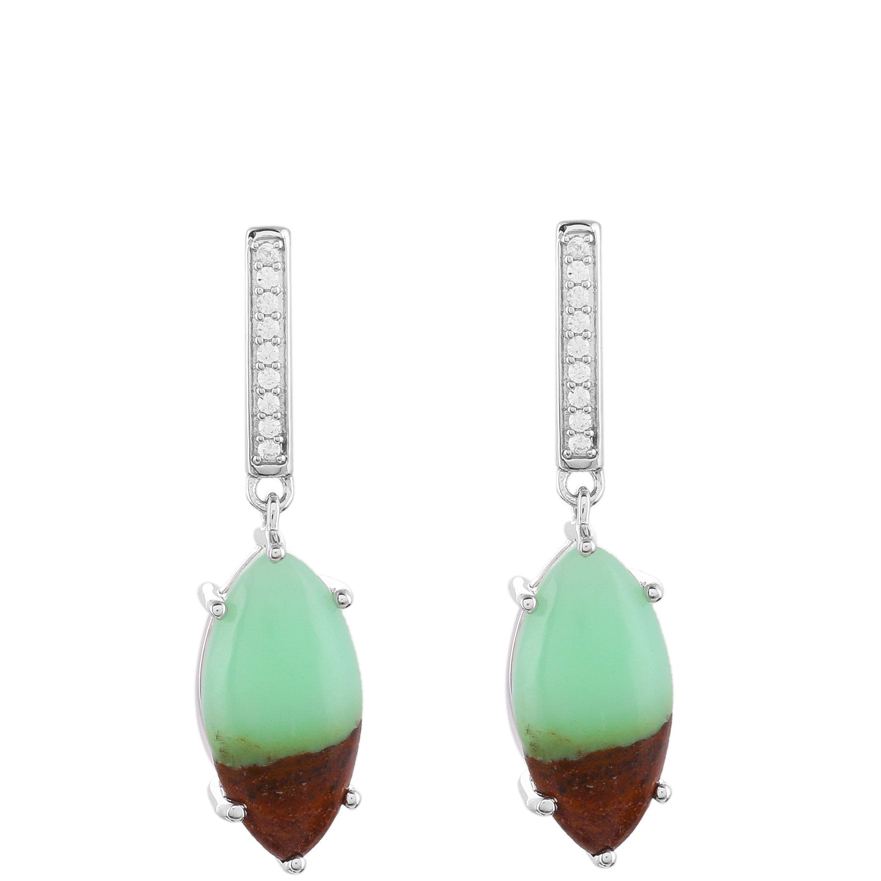 Pendientes de Plata con Crisoprasa y Zircón natural 1 
