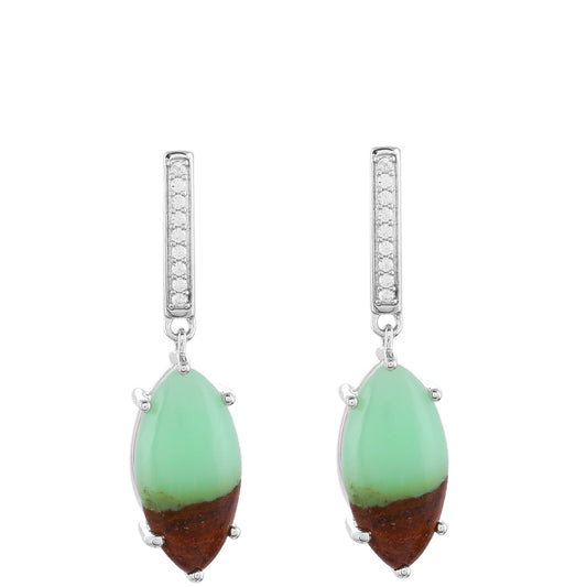 Pendientes de Plata con Crisoprasa y Zircón natural