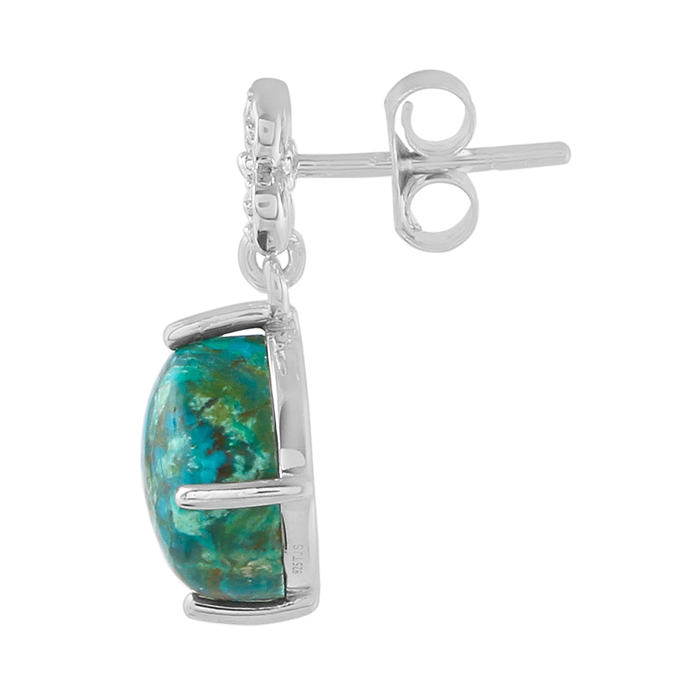 Pendientes de Plata con Crisocola y Topacio Blanco 2 