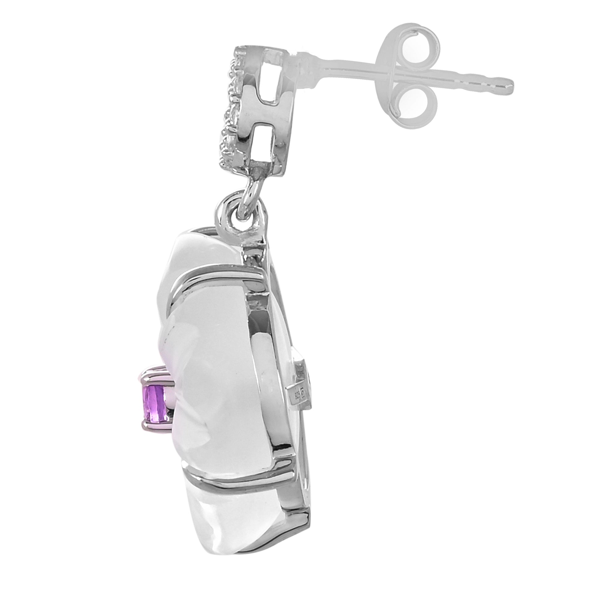 Pendientes de Plata con Cuarzo óptico y Amatista Rosa 2 