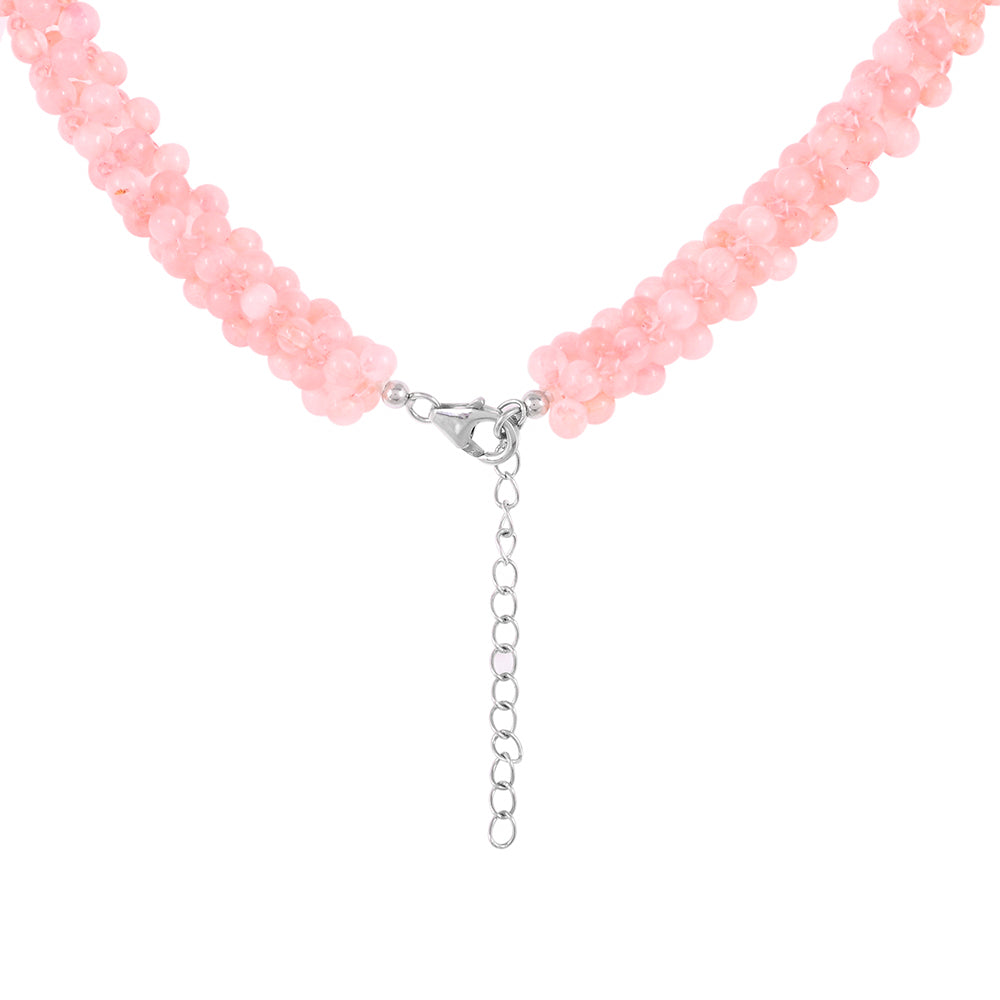 Collar de Plata con Cuarzo Rosado y Topacio Blanco 2 