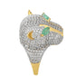 Anillo de Plata Bañada en Oro con Esmeralda de Brasil y Topacio Blanco