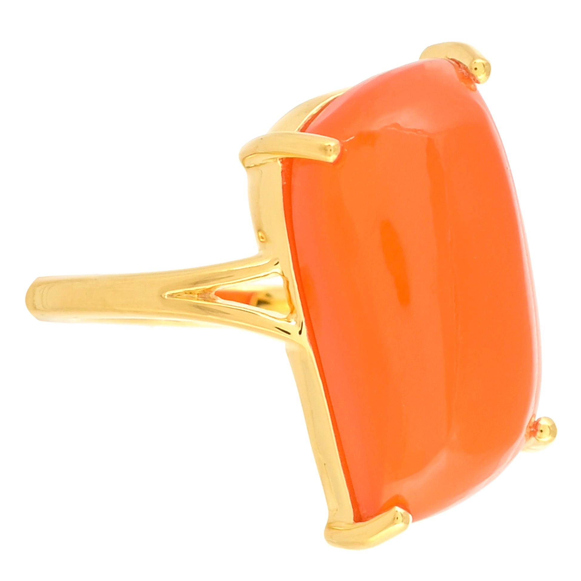 Anillo de Plata Bañada en Oro con Cornalina 2 