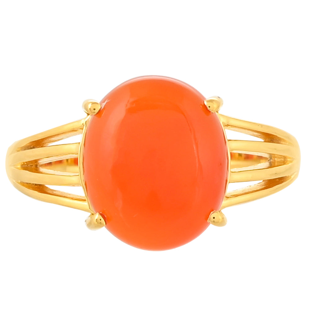 Anillo de Plata Bañada en Oro con Cornalina 1 