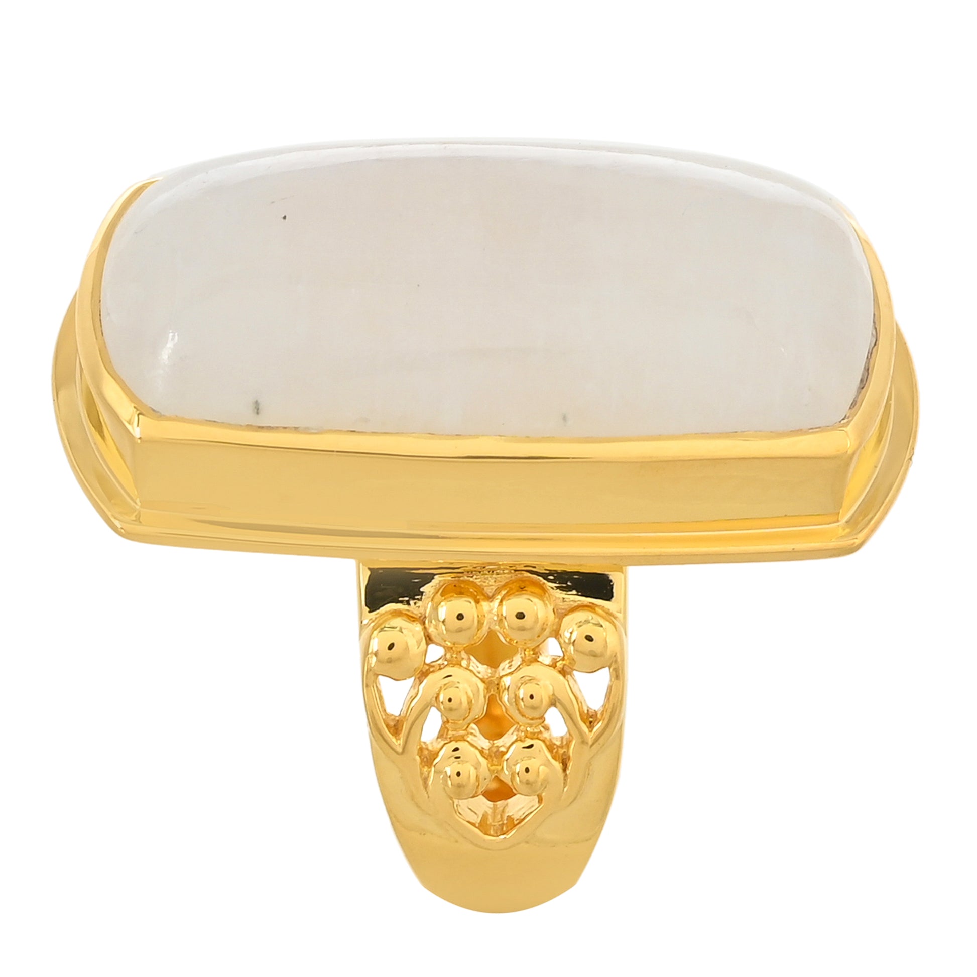 Anillo de Plata Bañada en Oro con Piedra Lunar Arco Iris 3 