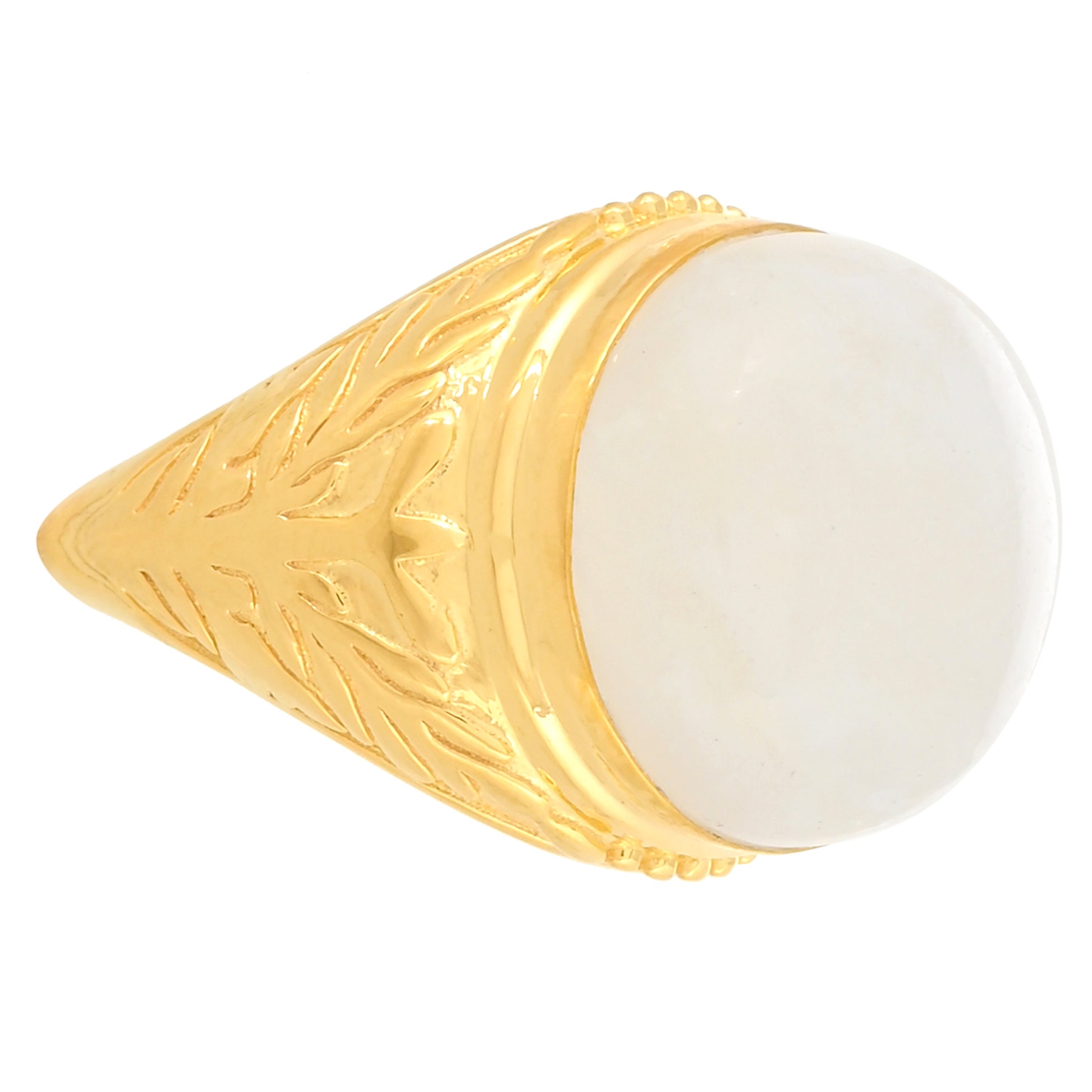 Anillo de Plata Bañada en Oro con Piedra Lunar Arco Iris 2 