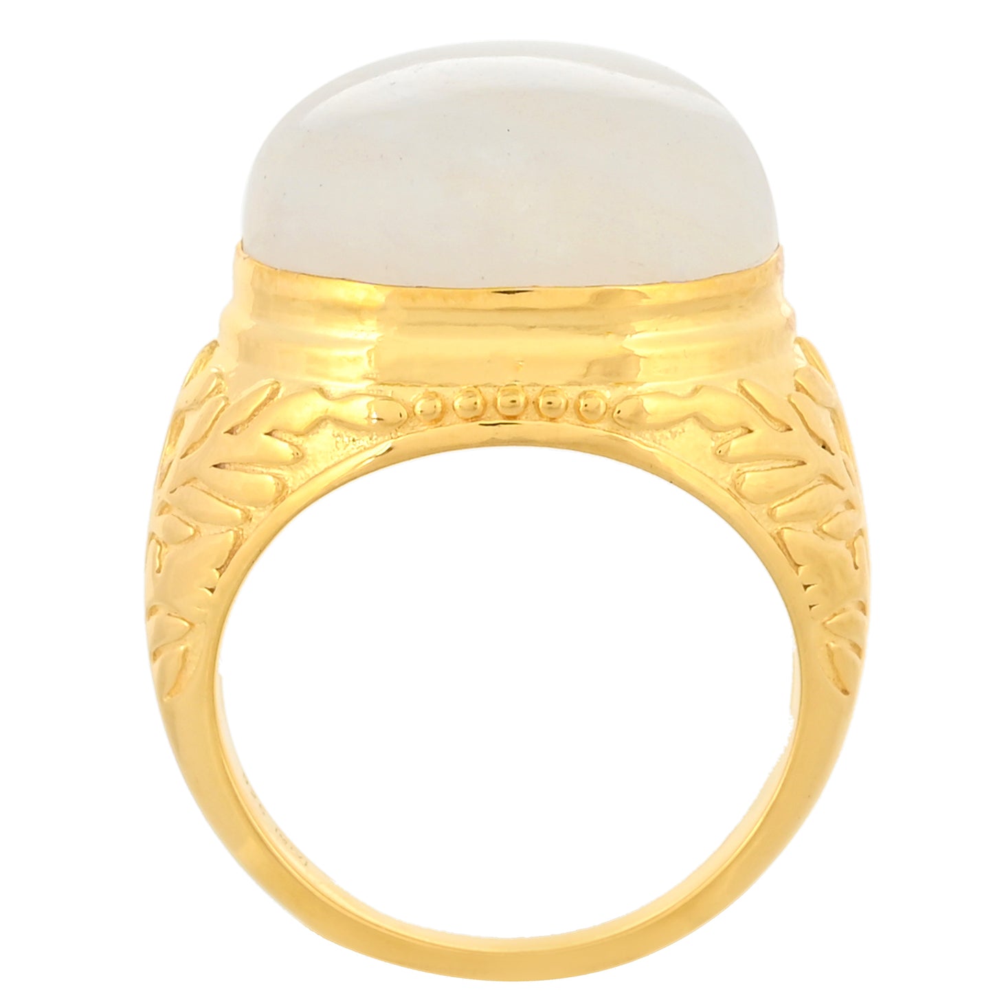Anillo de Plata Bañada en Oro con Piedra Lunar Arco Iris