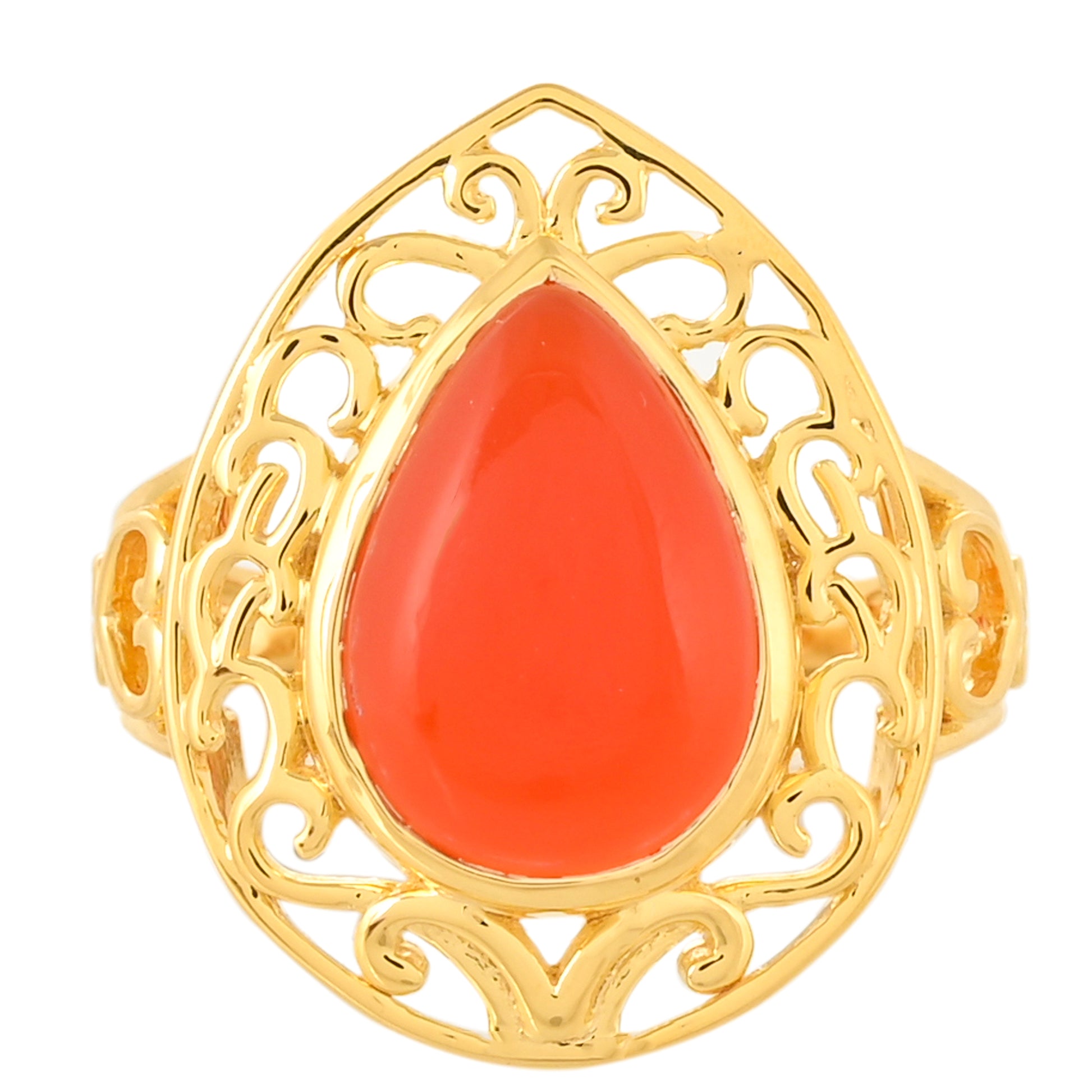 Anillo de Plata Bañada en Oro con Cornalina 1 